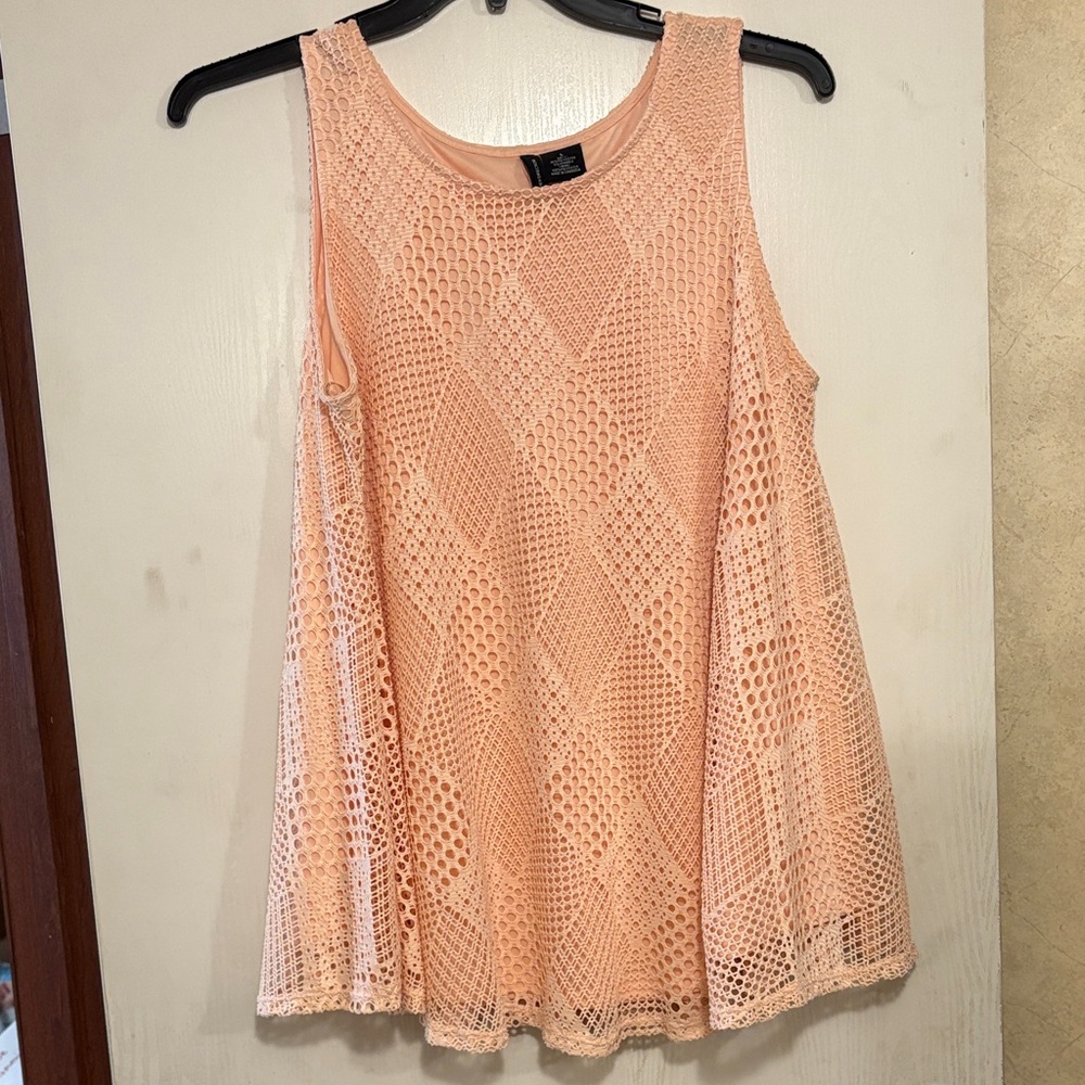 New Directions Coral Crochet Tank Top